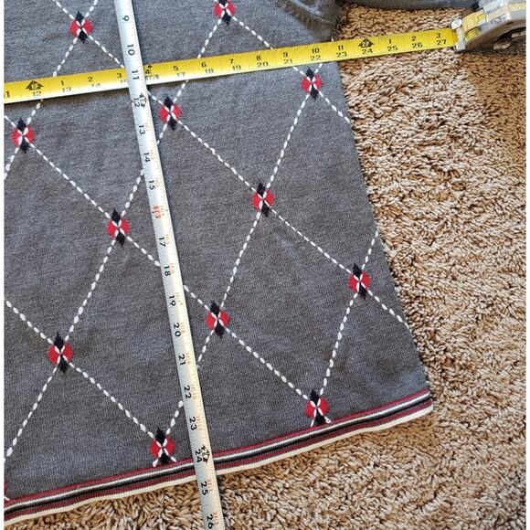 Sag Harbor vintage argyle mock neck pullover sweater top grey red XL - Picture 5 of 6